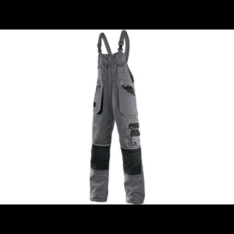 Delovne hlače z oprsnikom ORION KRYŠTOF, moške, podaljšane, sivo-črne