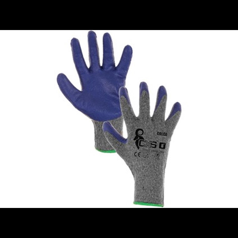 Rokavice COLCA, prevlečene z lateksom, sivo-modre