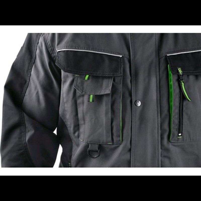 Delovna jakna CXS SIRIUS LUCIUS, podaljšan model, sivo-zelena