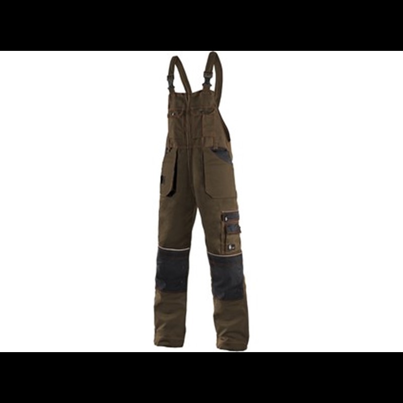 Delovne hlače z oprsnikom ORION KRYŠTOF, moške, rjavo-črne