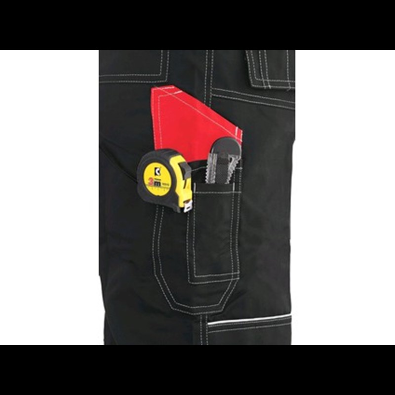 Delovne hlače z oprsnikom ORION KRYŠTOF, moške, črno-rdeče
