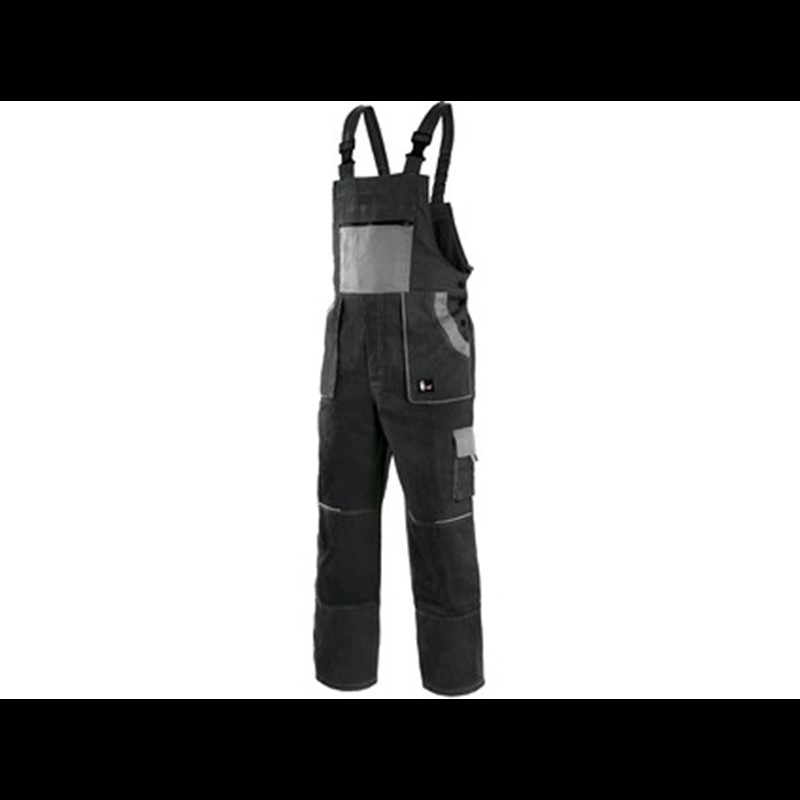 Delovne hlače z oprsnikom CXS LUXY ROBIN, moške, črno-sive