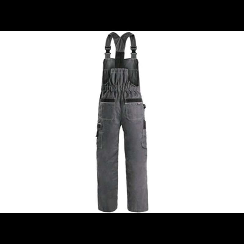 Delovne hlače z oprsnikom ORION KRYŠTOF, skrajšan kroj, sivo-črne