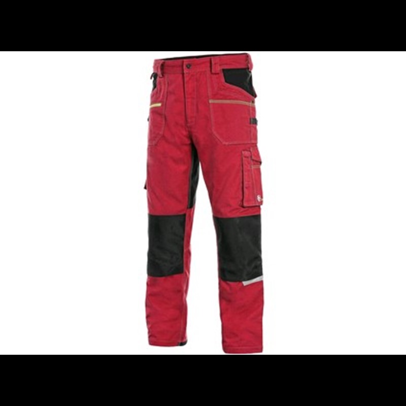 Delovne hlače CXS STRETCH, moške, rdečo-črne
