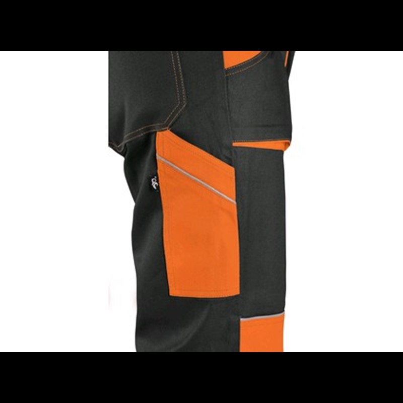 Delovne hlače z oprsnikom CXS LUXY ROBIN, moške, črno-oranžne