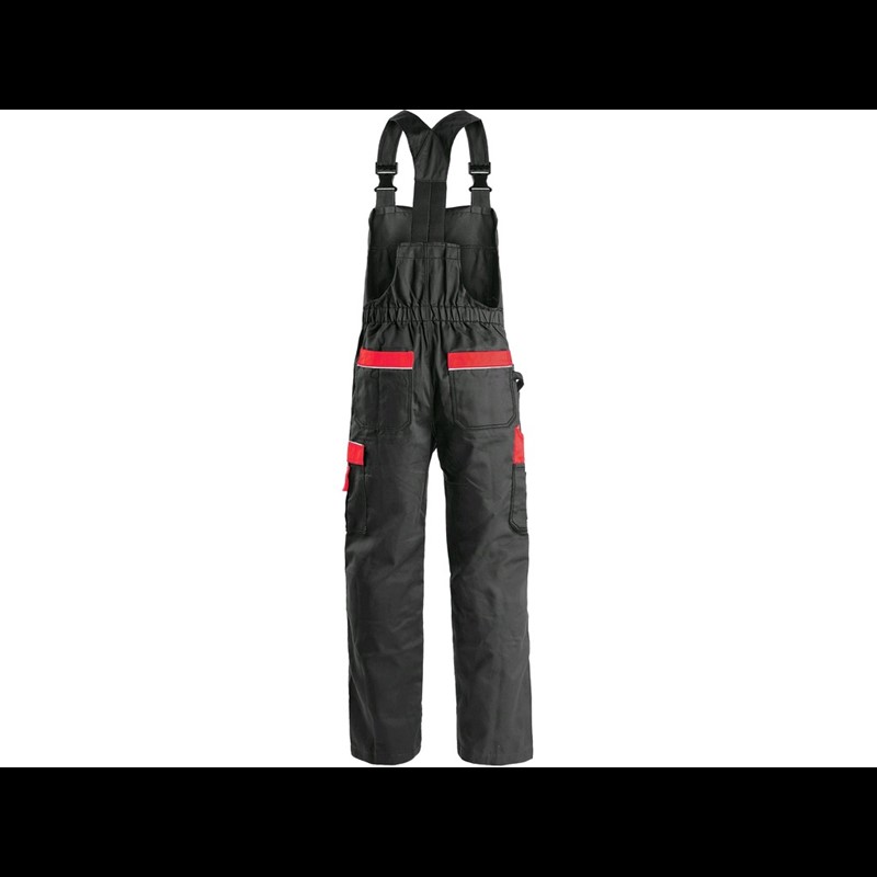 Delovne hlače z oprsnikom ORION KRYŠTOF, moške, črno-rdeče