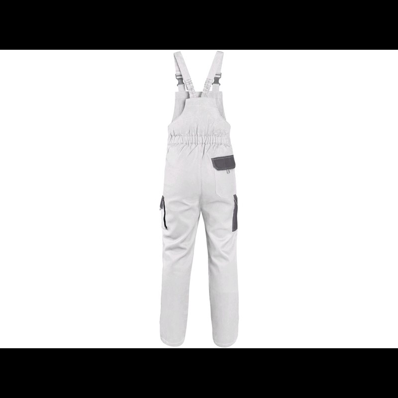 Delovne hlače z oprsnikom CXS LUXY ROBIN, moške, belo-sive