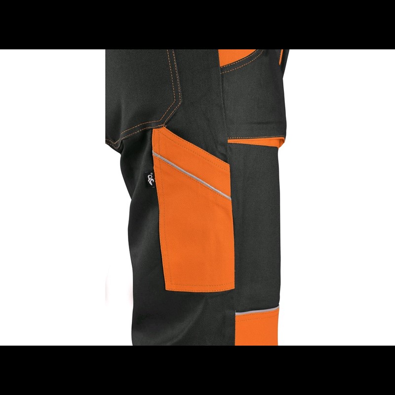 Delovne hlače z oprsnikom CXS LUXY ROBIN, moške, črno-oranžne