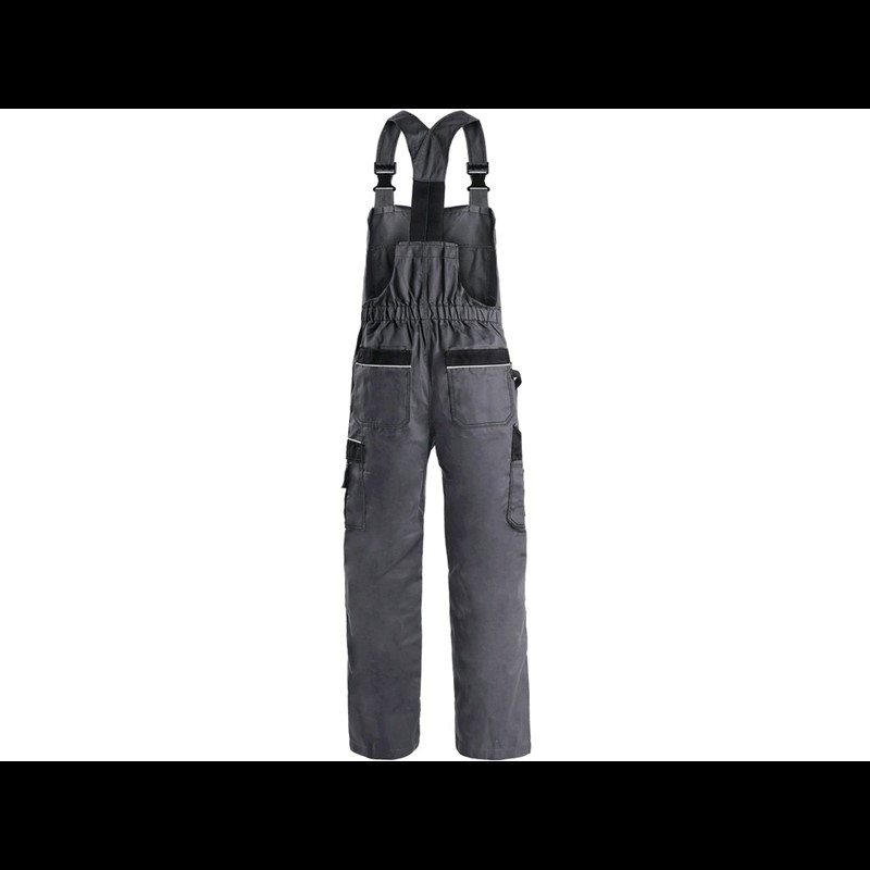 Delovne hlače z oprsnikom ORION KRYŠTOF, skrajšan kroj, sivo-črne