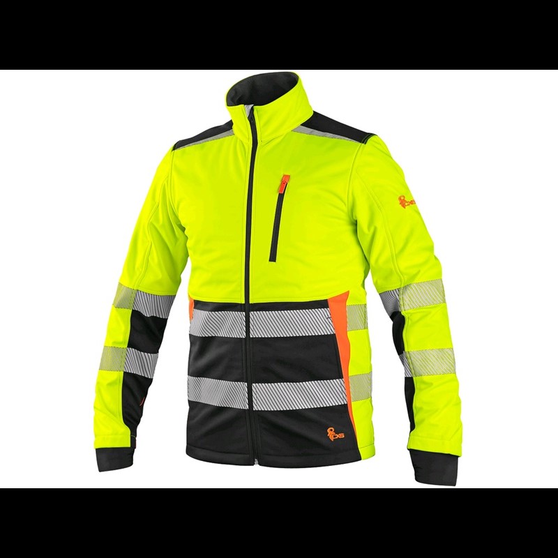 Odsevna jakna CXS BENSON, dobro vidna, softshell, rumeno-črna