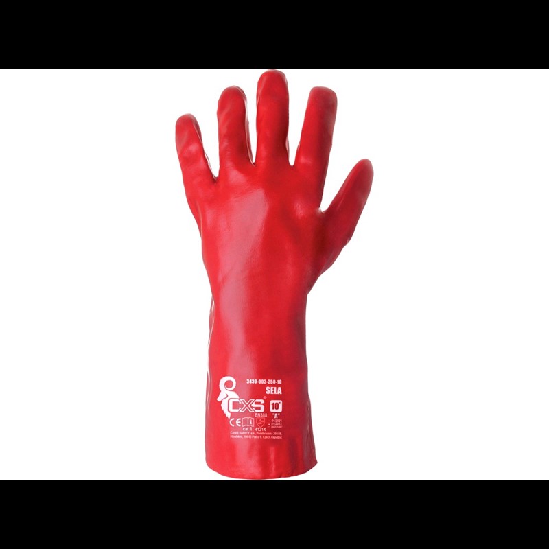 Rokavice SELA, s PVC prevleko, rdeče, velikost 10
