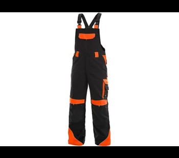 Delovne hlače z oprsnikom SIRIUS BRIGHTON, moške, črno-oranžne