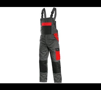 Delovne hlače z oprsnikom PHOENIX CRONOS, moške, sivo-rdeče