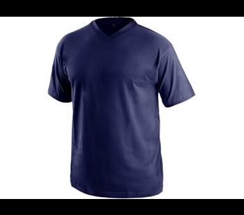 Majica DALTON, V-izrez, kratki rokavi, temno modra