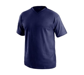 Majica DALTON, V-izrez, kratki rokavi, temno modra
