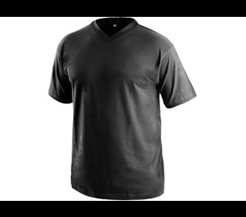 Majica DALTON, V-izrez, kratki rokavi, črna