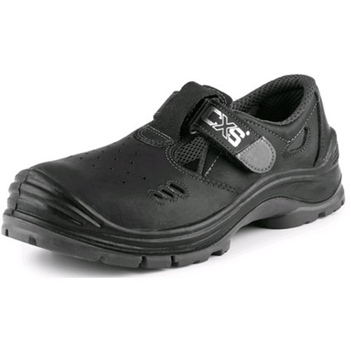 Usnjeni sandali CXS SAFETY STEEL IRON S1, črni