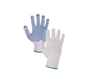 Rokavice FALO, tekstilne, s PVC pikami, belo-modre, velikost 8