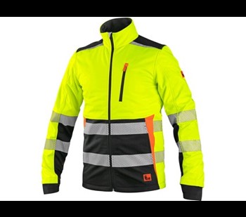 Odsevna jakna CXS BENSON, dobro vidna, softshell, rumeno-črna, vel. 3XL
