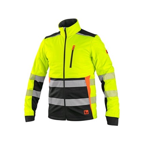 Odsevna jakna CXS BENSON, dobro vidna, softshell, rumeno-črna, vel. 3XL