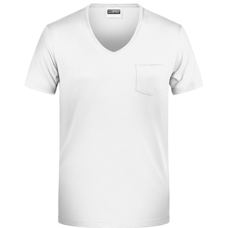 Moška majica z žepom in V-izrezom, Organic | JN004