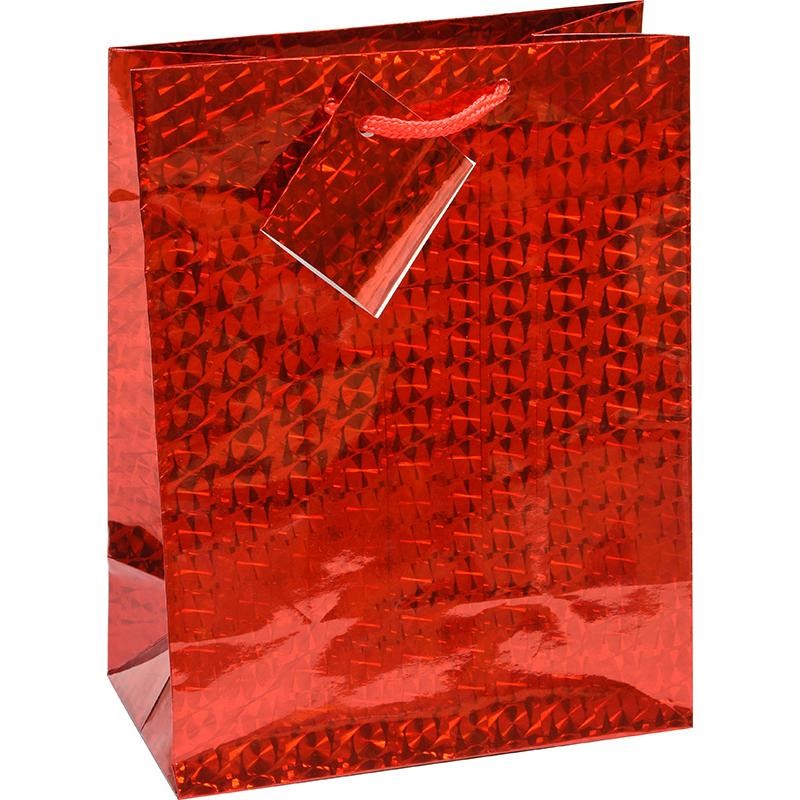 Darilna vrečka hologram M rdeča