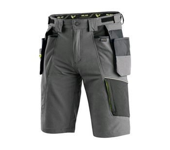 Working shorts CXS NAOS men’s, grey-black, HV yellow accessories