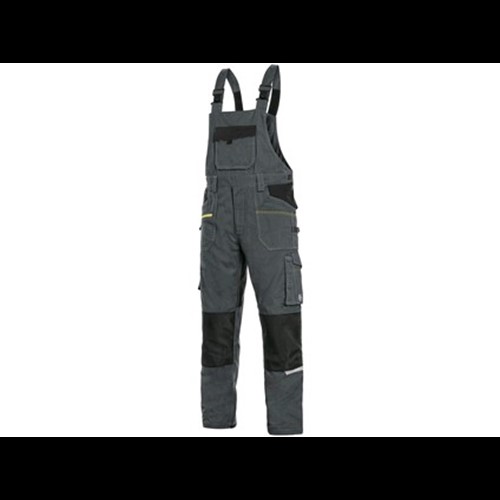 Delovne hlače z oprsnikom, CXS STRETCH, raztegljive, temno sive-črne