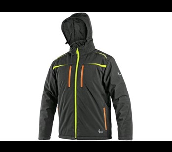Jacket CXS NORFOLK, winter, men's, black with HV yellow/orange accessories
