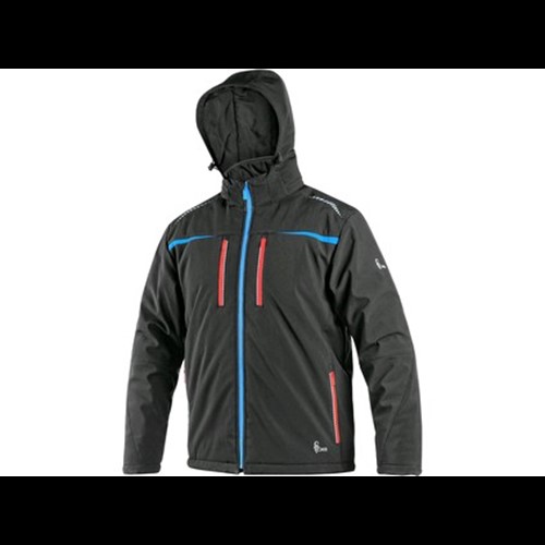Jacket CXS NORFOLK, winter, men's, black with HV blue/red accessories