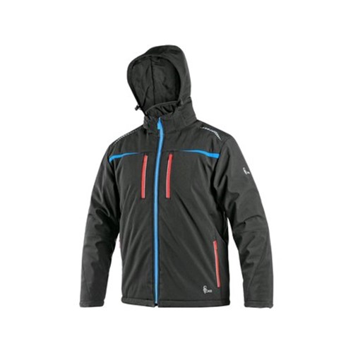 Jacket CXS NORFOLK, winter, men's, black with HV blue/red accessories