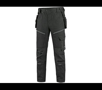 Delovne hlače CXS LEONIS, črne s sivimi črtami
