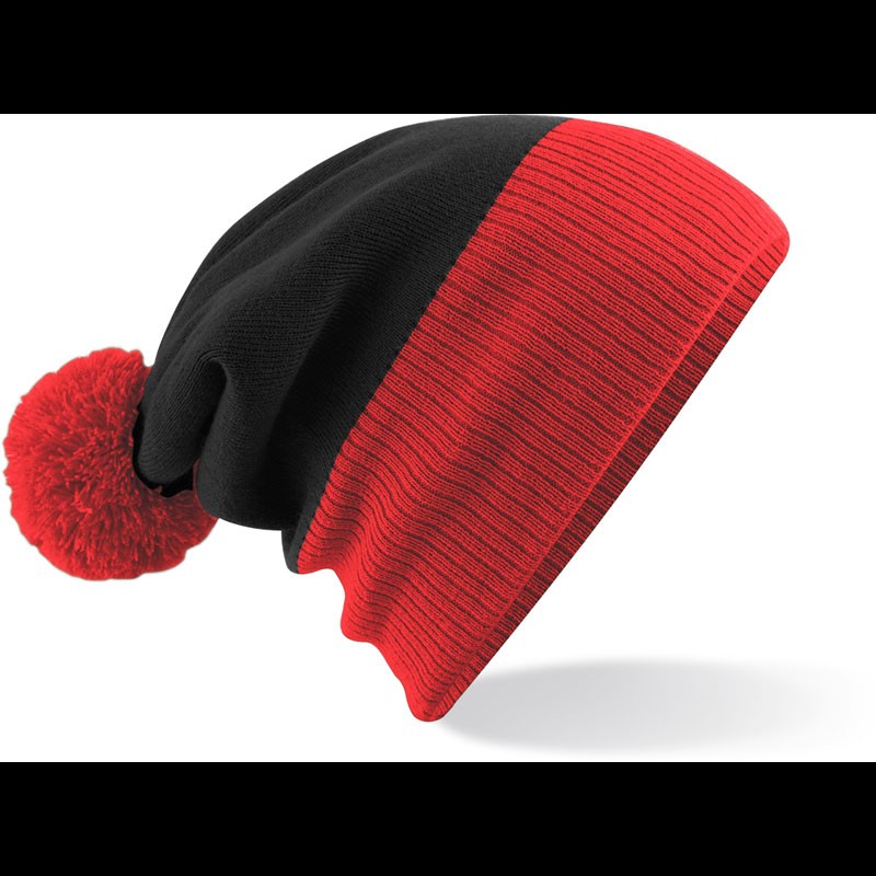 2-color beanie with pompom