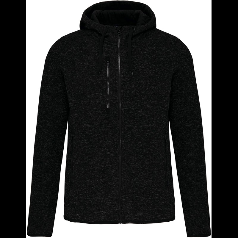 Men's  Melange Knitted Hooded Fleece Jacket