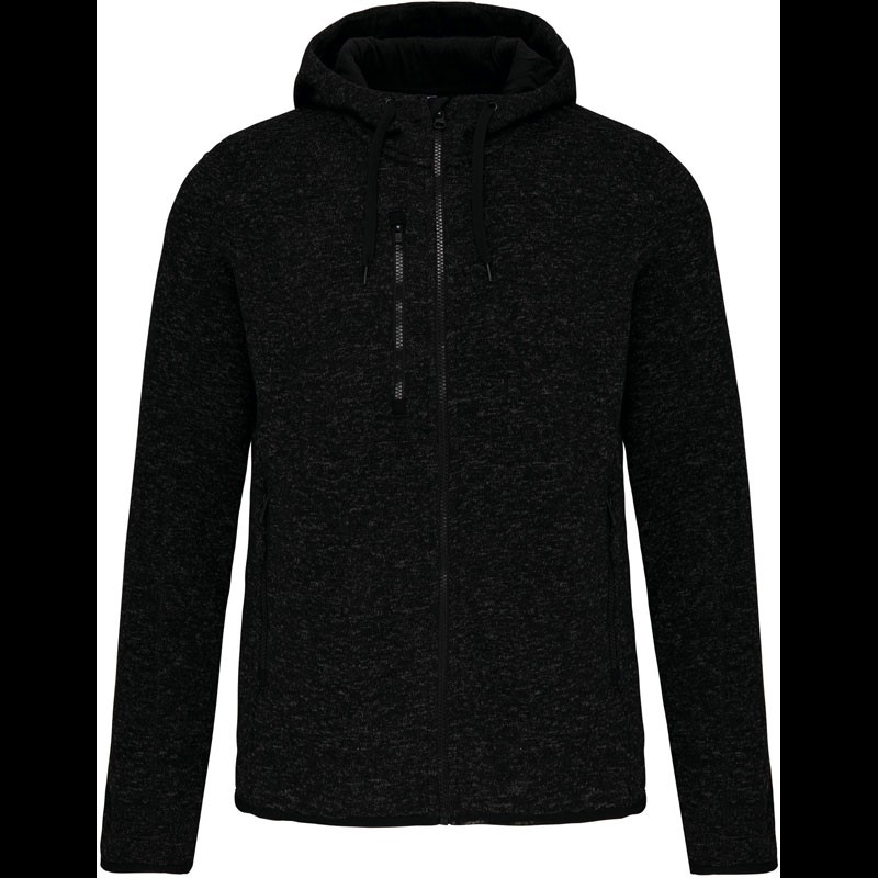 Ladies' Melange  Knitted Hooded Fleece Jacket
