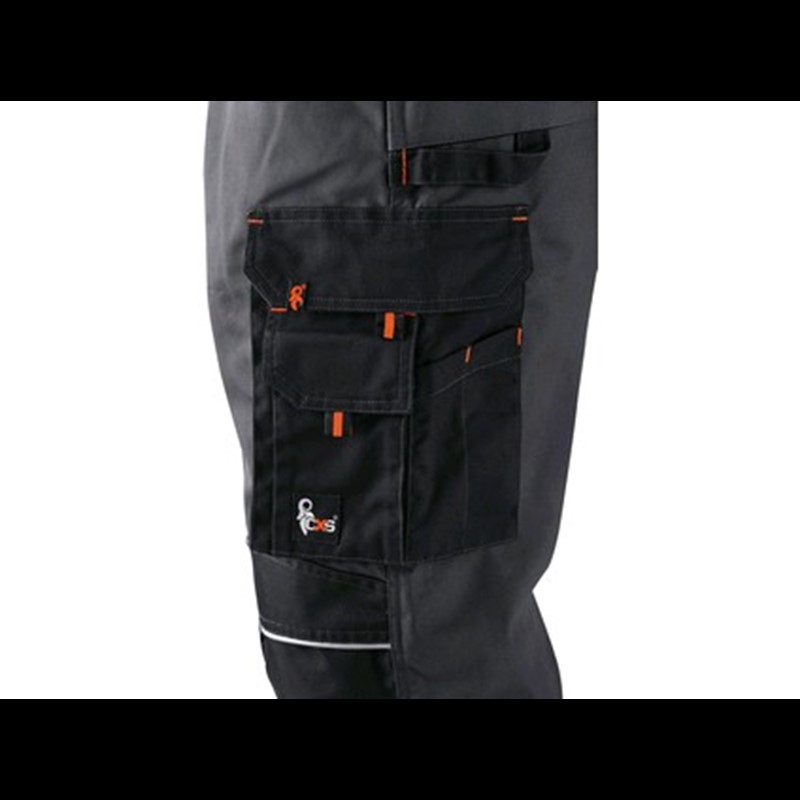 Delovne hlače z oprsnikom SIRIUS TRISTAN, moške, sivo-oranžne