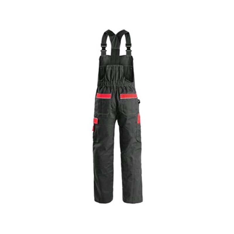Delovne hlače z oprsnikom ORION KRYŠTOF, zimske, moške, črno-rdeče