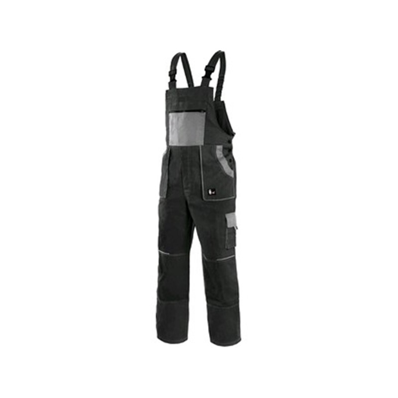 Delovne hlače z oprsnikom CXS LUXY ROBIN, moške, črno-sive