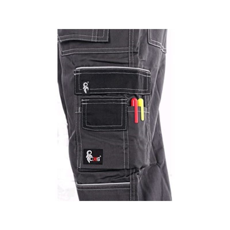 Delovne hlače z oprsnikom ORION KRYŠTOF, moške, podaljšane, sivo-črne