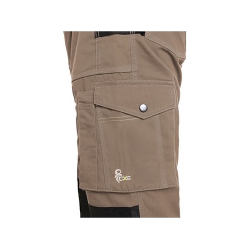 Delovne hlače z oprsnikom, CXS STRETCH, moške, raztegljive, bež-črne