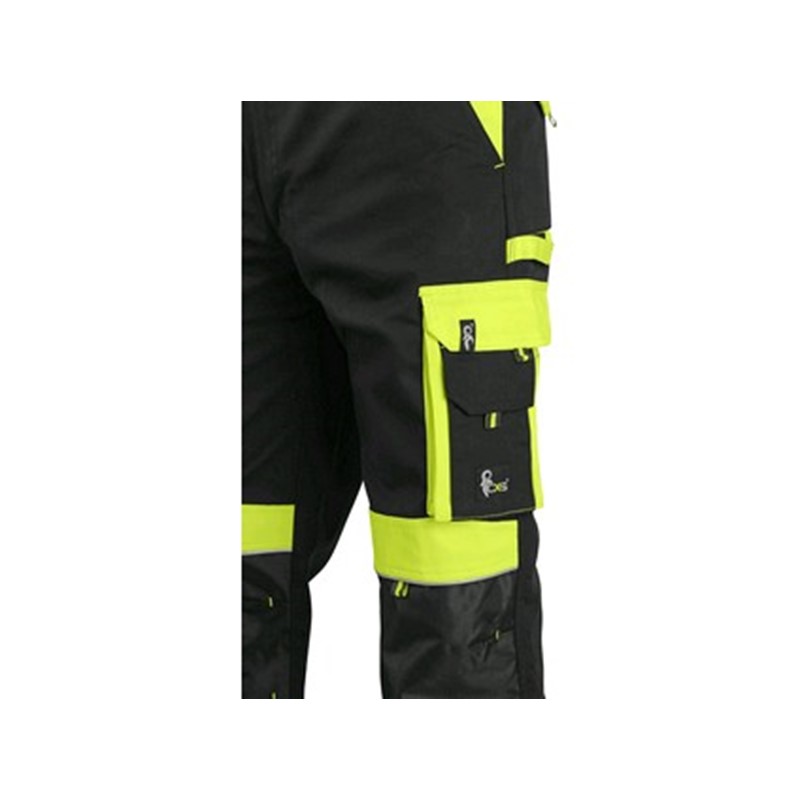 Delovne hlače z oprsnikom CXS SIRIUS BRIGHTON, skrajšan model, 170-176 cm, črno-rumene