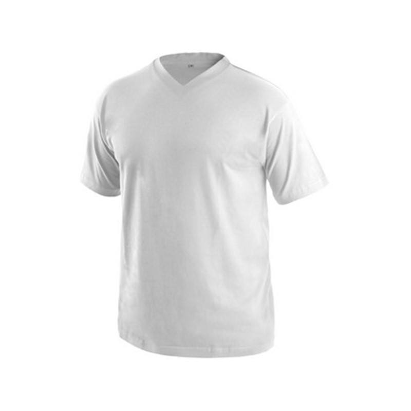 Majica DALTON, V-izrez, kratki rokavi, bela