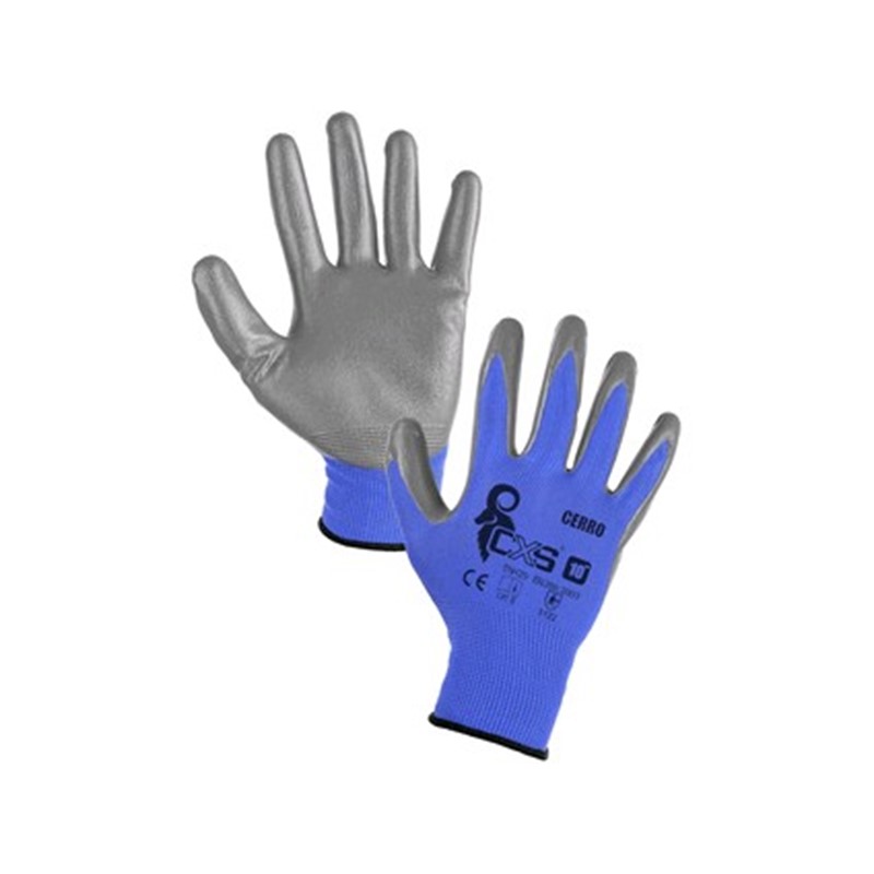 Rokavice CERRO, z nitrilno oblogo, modro-sive barve