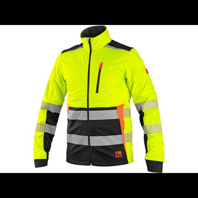 Odsevna jakna CXS BENSON, dobro vidna, softshell, rumeno-črna, vel. L
