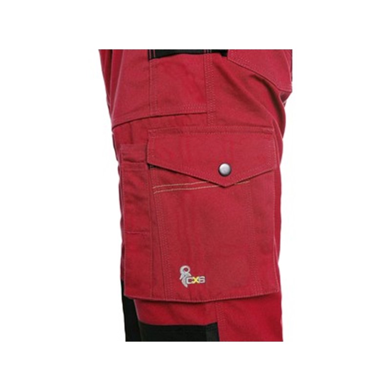 Delovne hlače CXS STRETCH, moške, rdečo-črne