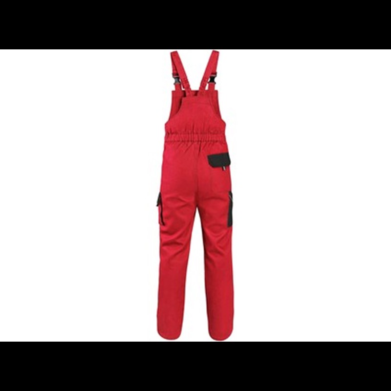 Delovne hlače z oprsnikom CXS LUXY ROBIN, moške, rdeče-črne