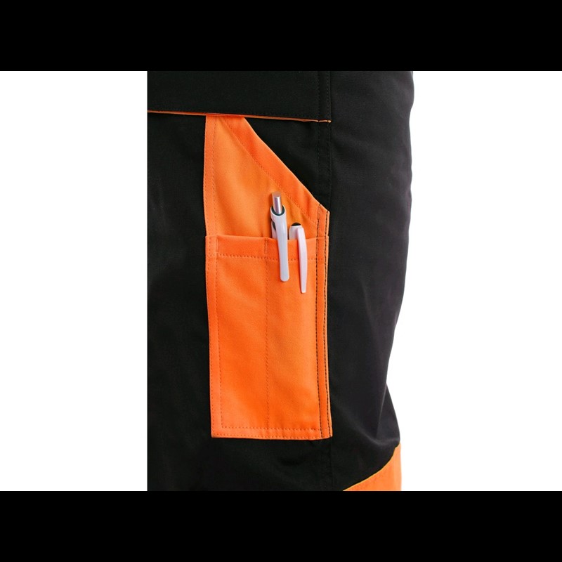 Delovne hlače z oprsnikom SIRIUS BRIGHTON, moške, črno-oranžne