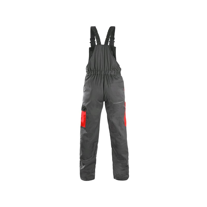Delovne hlače z oprsnikom PHOENIX CRONOS, moške, sivo-rdeče