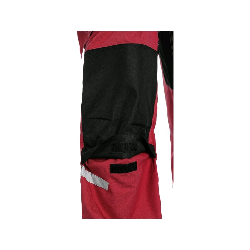 Delovne hlače z oprsnikom, CXS STRETCH, moške, raztegljive, rdeče-črne
