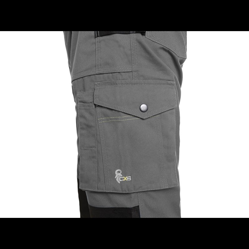 Delovne hlače z oprsnikom, CXS STRETCH, moške, raztegljive, sivo-črne